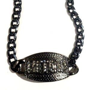 Silver-Tone Bold Statement Necklace Sparkling Lettering, Women's Fashion Jewelry